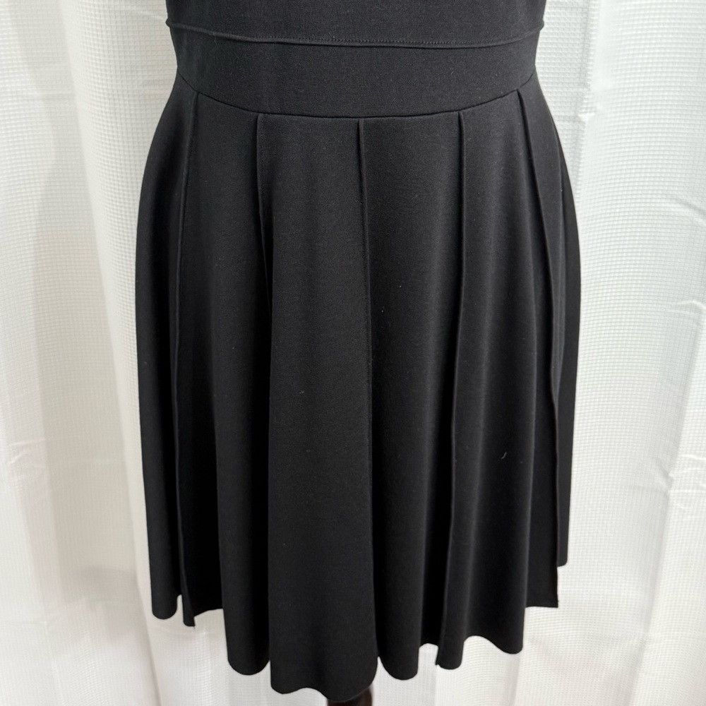 Cato Women's Short Cap Sleeves Ribbed Flared Raw Hem Dress, Black, Size 12 - Picture 3 of 8